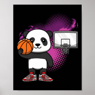 Panda Bear Bysketbyll Player Animal Lover Hoops Dr Poster