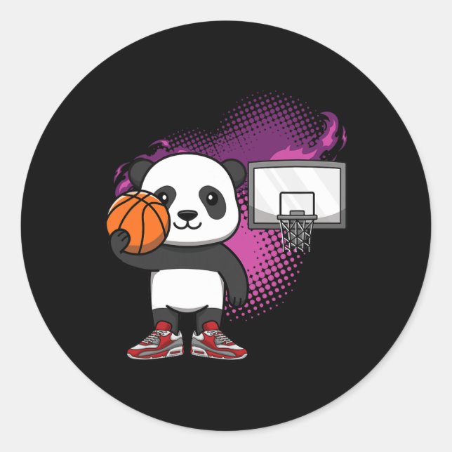Panda Bear Bysketbyll Player Animal Lover Hoops Dr Runder Aufkleber (Vorderseite)