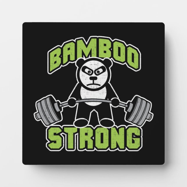 Panda Bear Cartoon - Bamboo Strong - Deadlift Fotoplatte (Vorderseite)