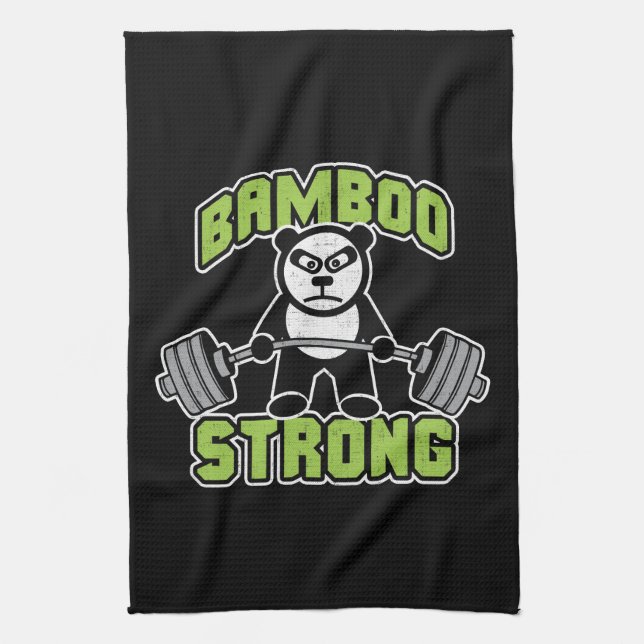 Panda Bear Cartoon - Bamboo Strong - Deadlift Handtuch (Vertikal)