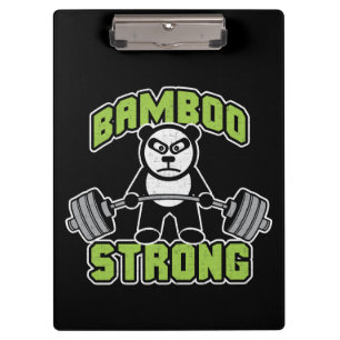 Panda Bear Cartoon - Bamboo Strong - Deadlift Klemmbrett