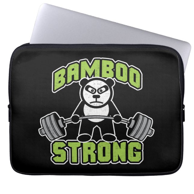 Panda Bear Cartoon - Bamboo Strong - Deadlift Laptopschutzhülle (Vorderseite)