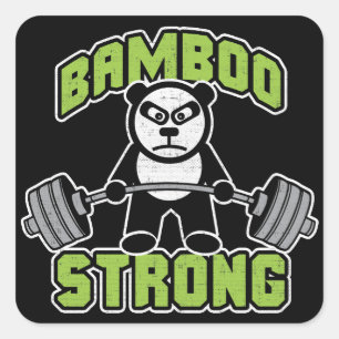 Panda Bear Cartoon - Bamboo Strong - Deadlift Quadratischer Aufkleber