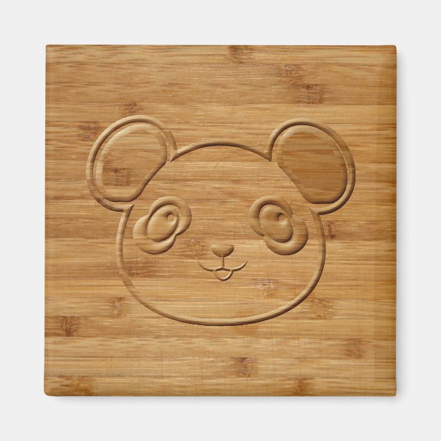 Panda Bear Carved Bamboo Print Magnet (Vorne)