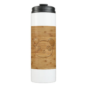 Panda Bear Carved Bamboo Print Thermosbecher