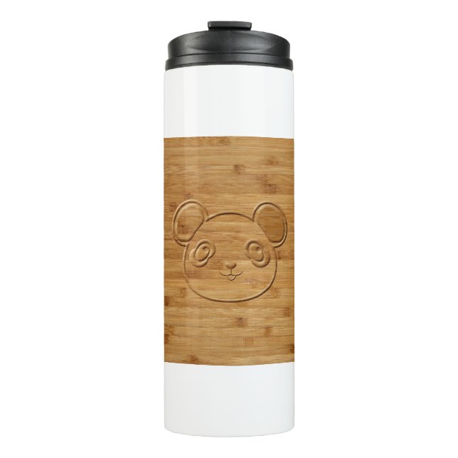 Panda Bear Carved Bamboo Print Thermosbecher (Vorderseite)