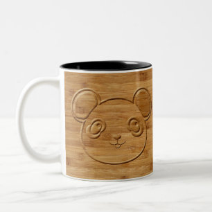 Panda Bear Carved Bamboo Print Zweifarbige Tasse