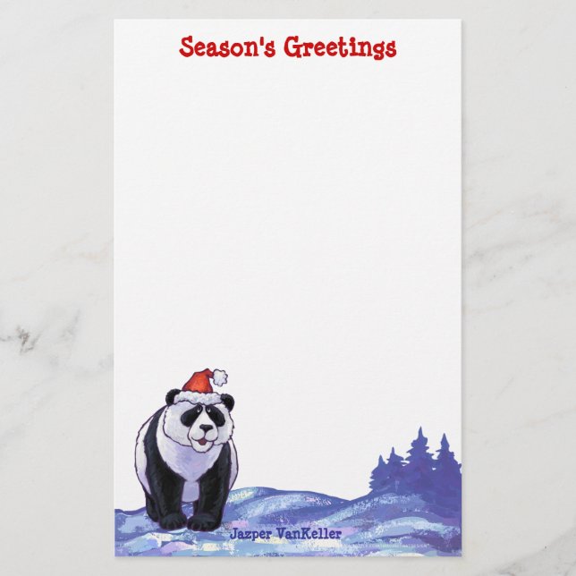 Panda Bear Christmas Briefpapier (Vorderseite)