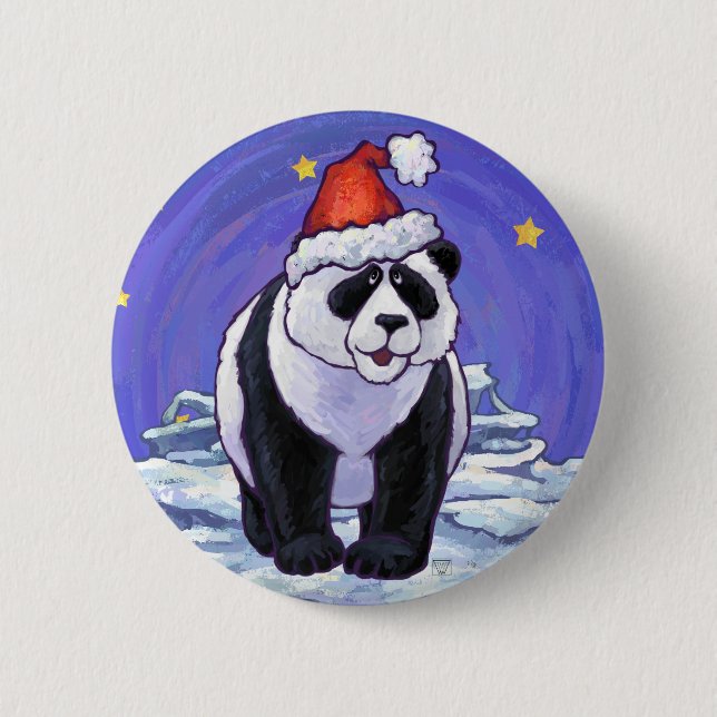 Panda Bear Christmas Button (Vorderseite)