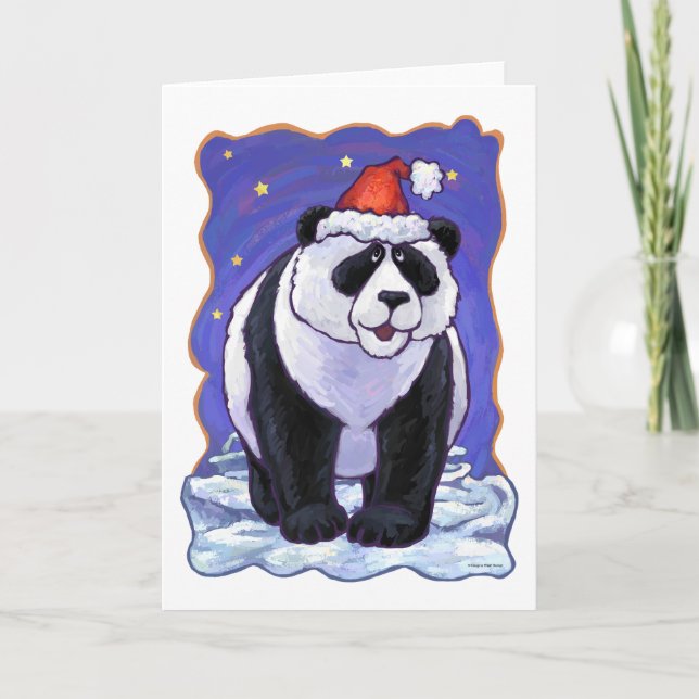 Panda Bear Christmas Feiertagskarte (Vorderseite)