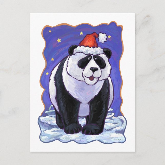 Panda Bear Christmas Feiertagspostkarte (Vorderseite)