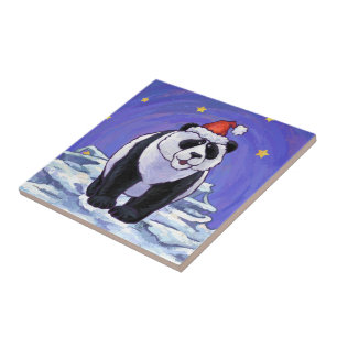 Panda Bear Christmas Fliese