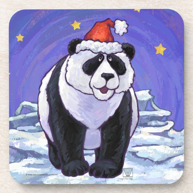 Panda Bear Christmas Getränkeuntersetzer (Vorderseite)