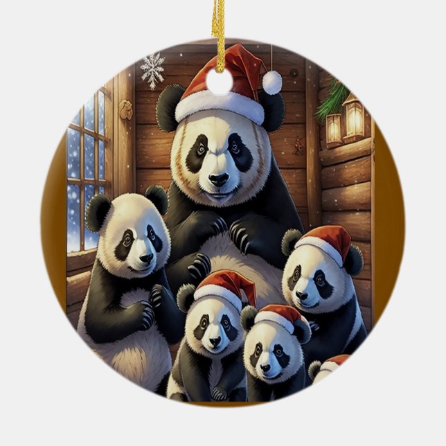 Panda Bear Christmas Keramik Ornament (Hinten)