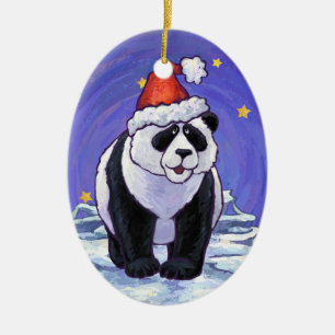 Panda Bear Christmas Keramikornament