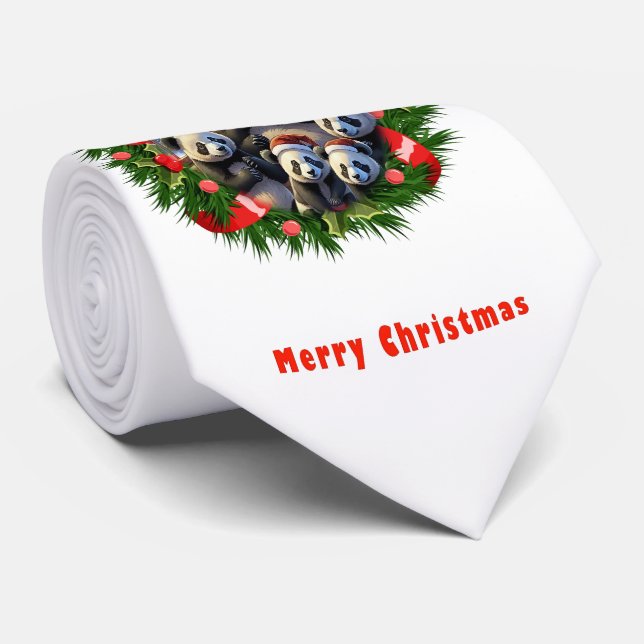 Panda Bear Christmas Krawatte (Gerollt)
