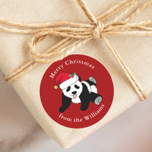 Panda Bear Christmas Niedlich Custom Red Gift Runder Aufkleber