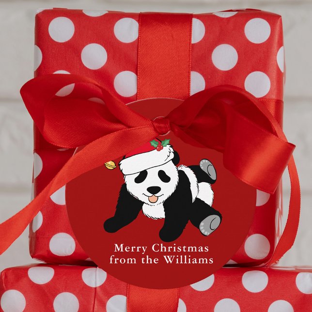Panda Bear Christmas Niedliches Custom Red Party Geschenkanhänger (Von Creator hochgeladen)