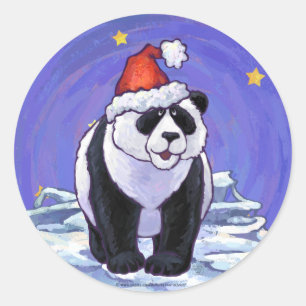 Panda Bear Christmas Runder Aufkleber