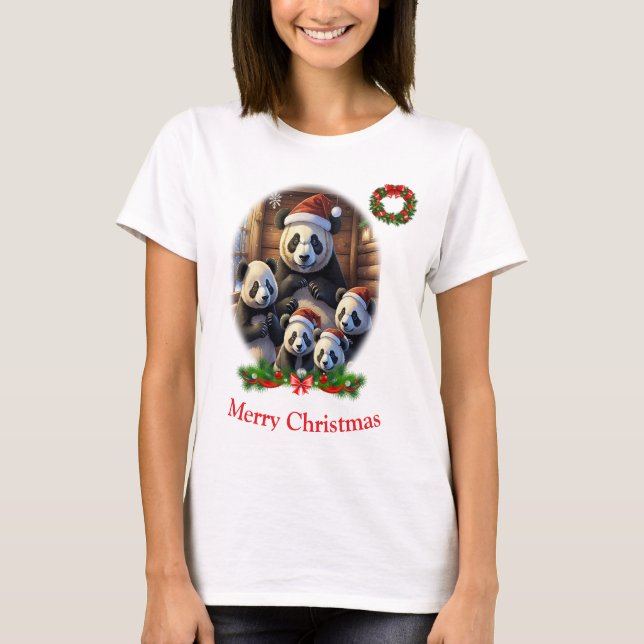 Panda Bear Christmas T-Shirt (Vorderseite)