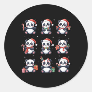 Panda Bear Christmas Weihnachtsmannmütze Funny Ani Runder Aufkleber
