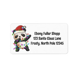 Panda Bear dab dabbin Lieblingsweihnachtsbeleuchtu Adressaufkleber
