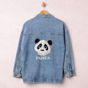 Panda Bear Design Denim Jacket Jeansjacke