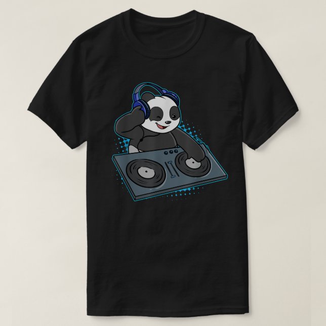 Panda Bear DJ Music Disc Jockey Diskothek Musiker  T-Shirt (Design vorne)