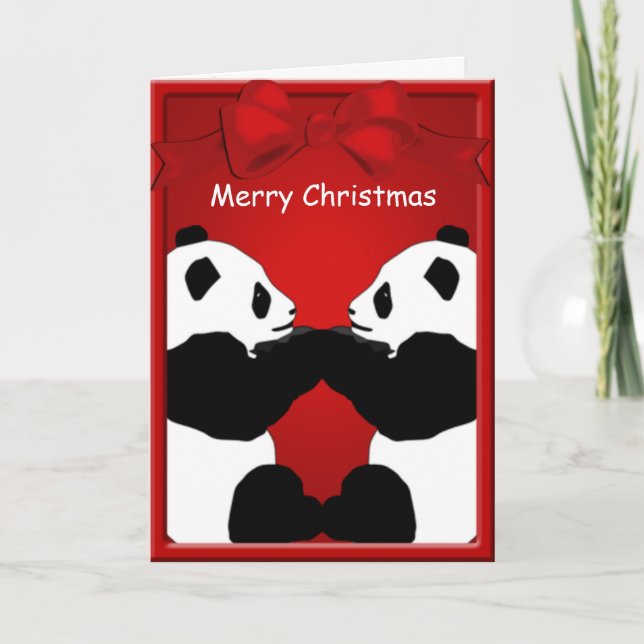 Panda Bear Friends Frohe Weihnachtsgrüße Feiertagskarte (Vorderseite)