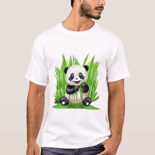 Panda Bear frisst Bambus T-Shirt (Vorderseite)
