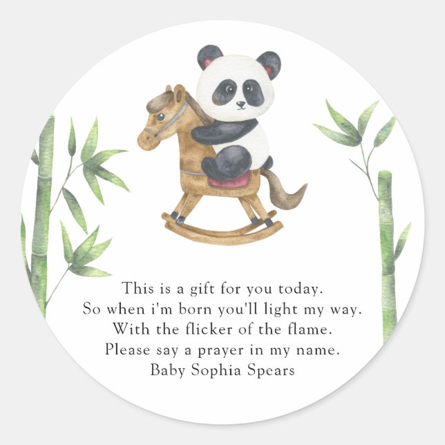 Panda Bear - Gebetskandle-Label Runder Aufkleber (Vorderseite)