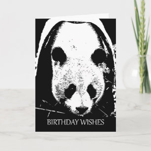 Panda Bear Geburtstag wünscht sich in Schwarz und  Karte