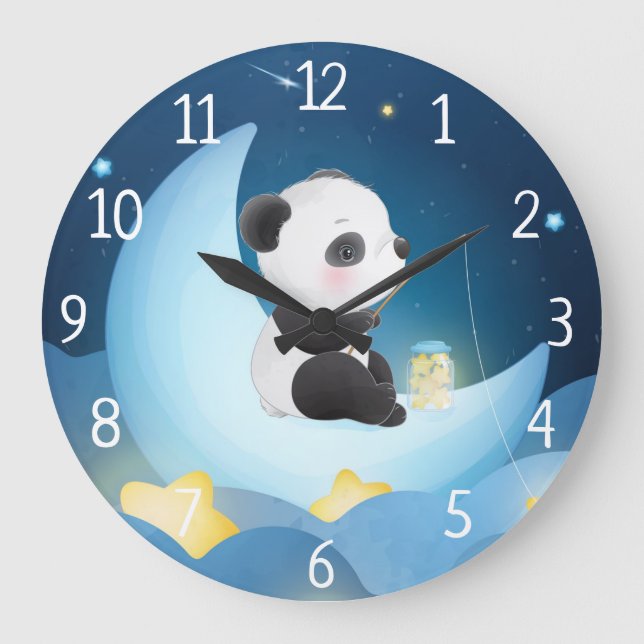 Panda Bear Große Wanduhr (Vorderseite)