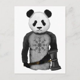 Panda Bear Holding Thors Viking Hammer Postkarte