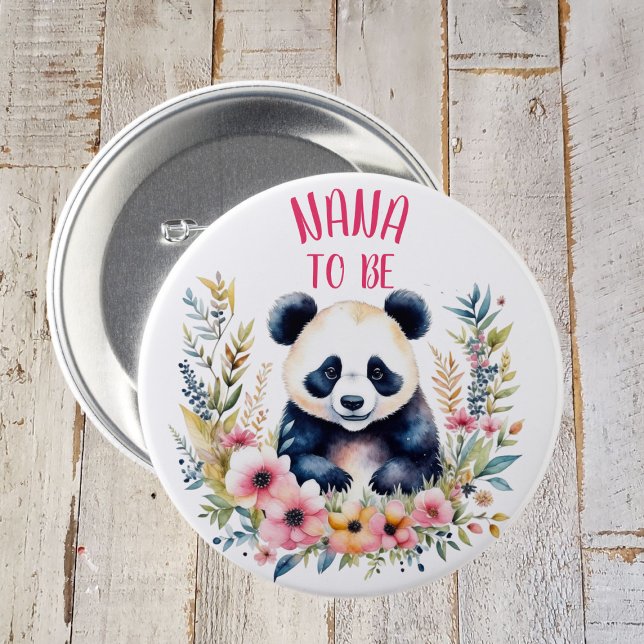 Panda Bear in Blume Baby Dusche Nana zu sein Button (Von Creator hochgeladen)