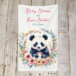 Panda Bear in Blume Girl's Baby Shower Banner