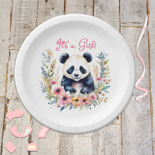 Panda Bear in Blume Girl's It's a Girl Pappteller