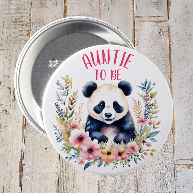 Panda Bear in Blume Kinderdusche Tante zu sein Button (Von Creator hochgeladen)
