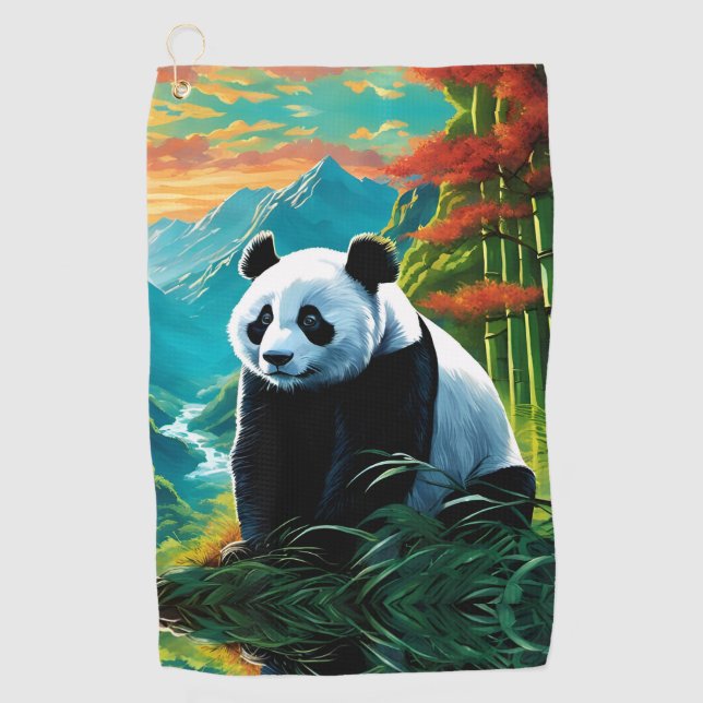 Panda Bear in den Wolken Golfhandtuch (Vorderseite)