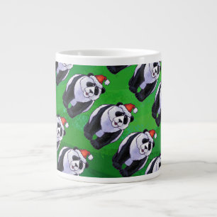 Panda Bear in Weihnachtsmannmütze auf Green Jumbo-Tasse