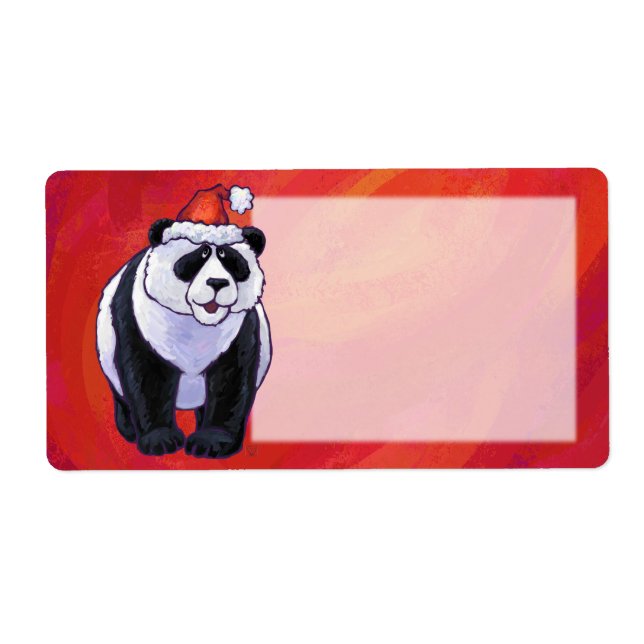 Panda Bear in Weihnachtsmannmütze auf Rot (Vorne)