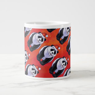 Panda Bear in Weihnachtsmannmütze auf Rot Jumbo-Tasse