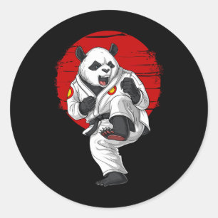 Panda Bear Karate Kickboxing Kung Fu Taekwondo Mar Runder Aufkleber