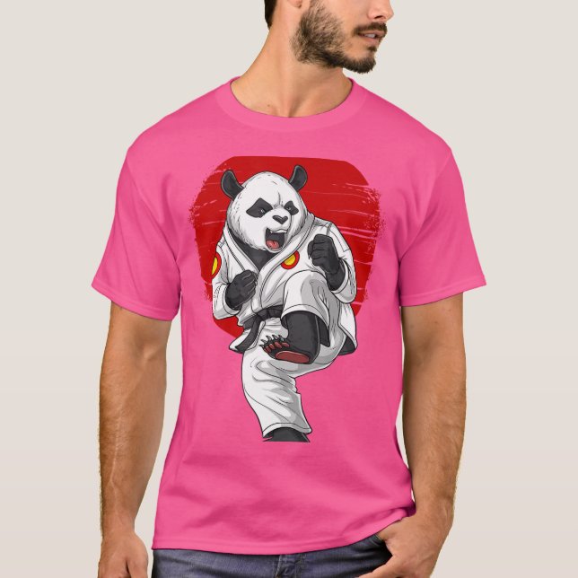 Panda Bear Karate Kickboxing Kung Fu Taekwondo Mar T-Shirt (Vorderseite)