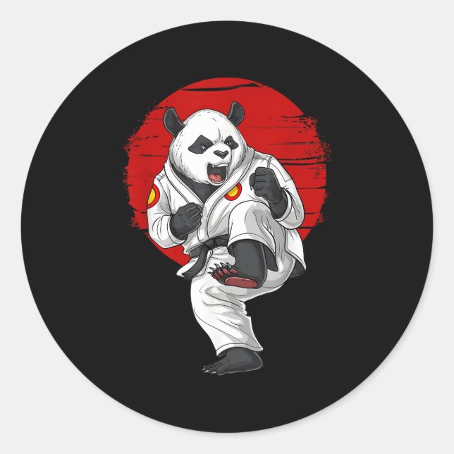 Panda Bear Karate Kickboxing Kung Fu Taekwondo Mia Runder Aufkleber (Vorderseite)