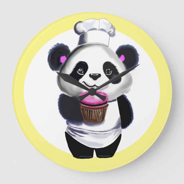 Panda Bear Kinderzimmer Clock Große Wanduhr (Vorderseite)