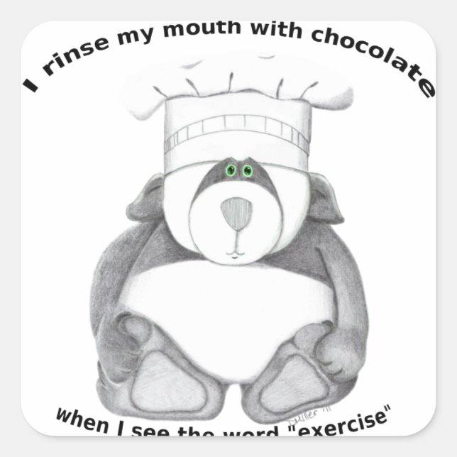 Panda Bear Koch Chocolate Quadratischer Aufkleber (Vorderseite)