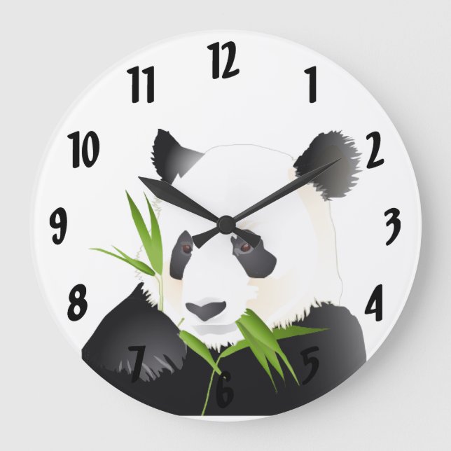 Panda Bear Large Clock Große Wanduhr (Vorderseite)