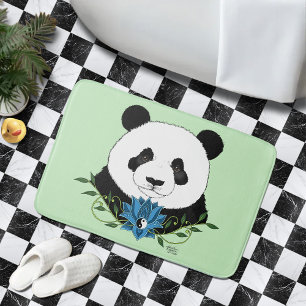 Panda Bear Lotus Blume Blue Badematte