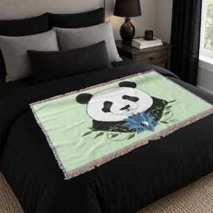 Panda Bear Lotus Blume Blue Decke